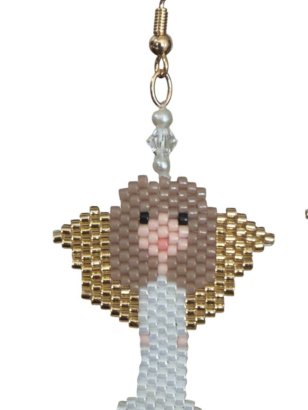 Handmade Beaded Angel Earrings with Gold Wings - Picture 5 of 6